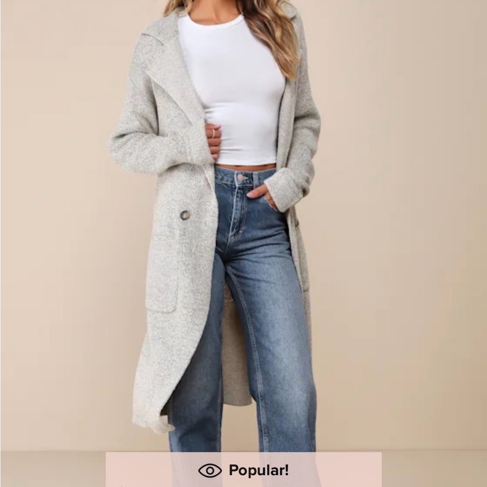 Women's Gray Longline Sweater Coat